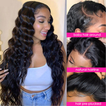 Loose deep wave human hair wigs 13x4 frontal wig 14-30inch #9349