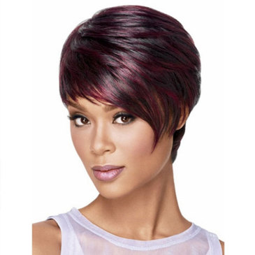 Black red short hair wig #9210