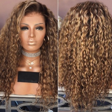 Brown Afro curly hair wig #9173