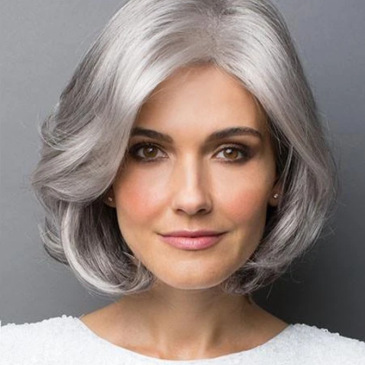 Short hair in silver wig #9121