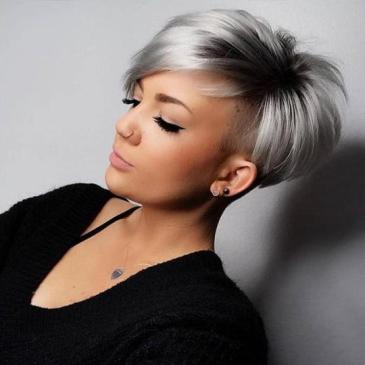 Silver white short hair wig #9202