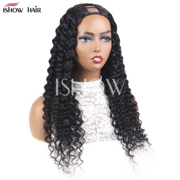 human hair U-part deep wig