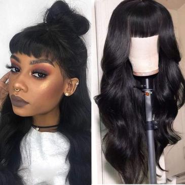 human hair Wig With Bangs